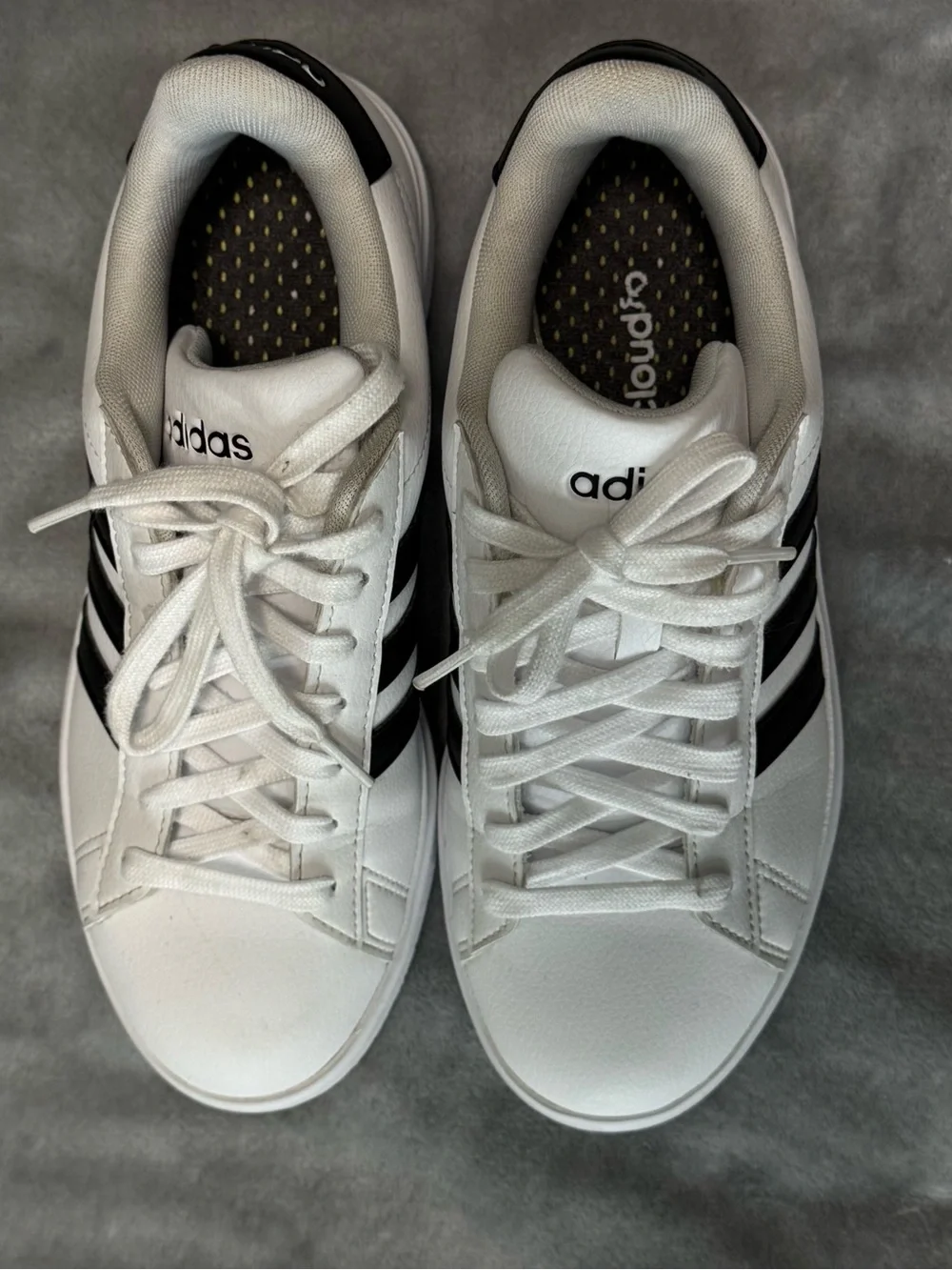 Adidas White Black Cloudfoam Low Top Sneakers Women’s Classic Court Shoes style